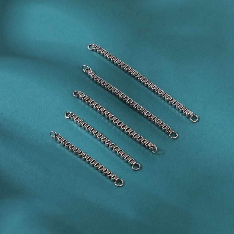 AccGin Store 20G Spike Nose Rings Studs with Chains Stainless Steel Spike Nostril Ring Stud Chain Black Rook Corkscrew Ring L-Shaped Nose Piercing Jewelry Nose Piercing Stud Lip Piercing Jewelry Black Silver Gold - Image 5